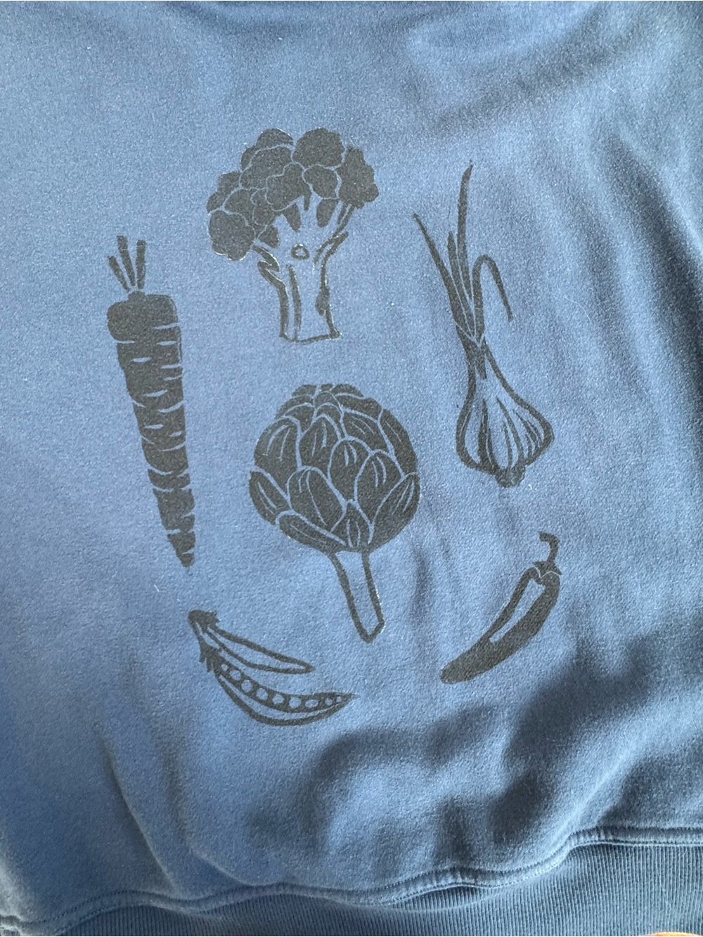 Upcycled Universal Thread Navy Pullover Hoodie with Veggie Print | Oversized XS - Picture 6 of 6